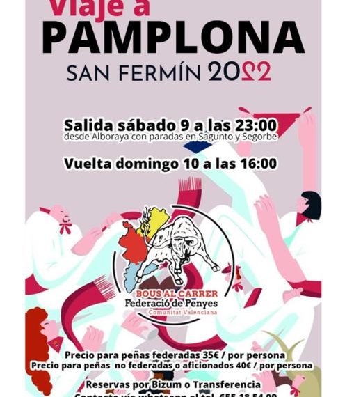 La Federación de Peñas ‘Bous al Carrer’ CV organiza un viaje a los San Fermines con parada en Segorbe