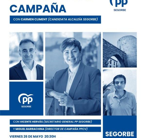 El Partido Popular celebrará el viernes en el Casino de Segorbe su acto central de campaña