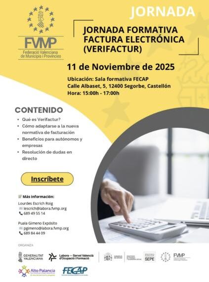 Jornada gratis sobre facturación electrónica en Segorbe