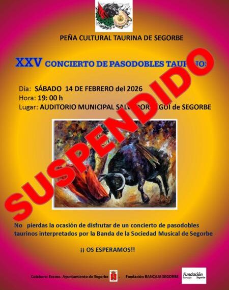 Alerta roja en Castellón obliga a aplazar el XXV Concierto de Pasodobles Taurinos en Segorbe