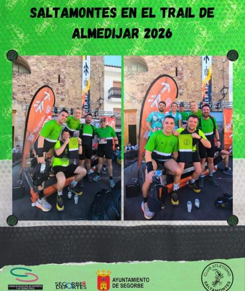 Davis, Diego, Pilar, Juan y Miguel disfrutan del Trail de Almedíjar con el Saltamontes
