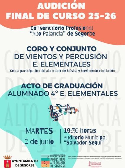 El Conservatorio de Segorbe cierra el curso con música, graduaciones y mucha emoción