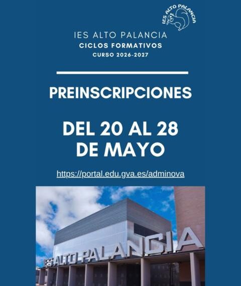 El IES Alto Palancia abre el plazo de preinscripción para los ciclos de Formación Profesional del curso 2026-2027