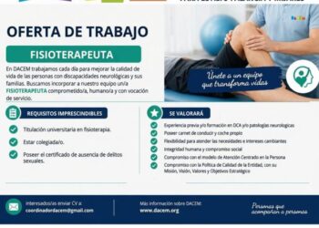 DACEM busca fisioterapeuta para reforzar su equipo de atención a personas con discapacidad neurológica