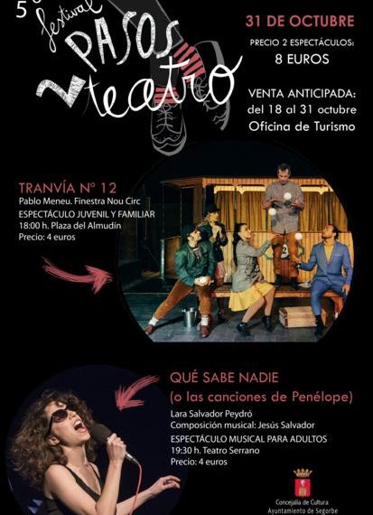 El Festival 2Pasos Teatro de Segorbe se celebrará el 31 de octubre