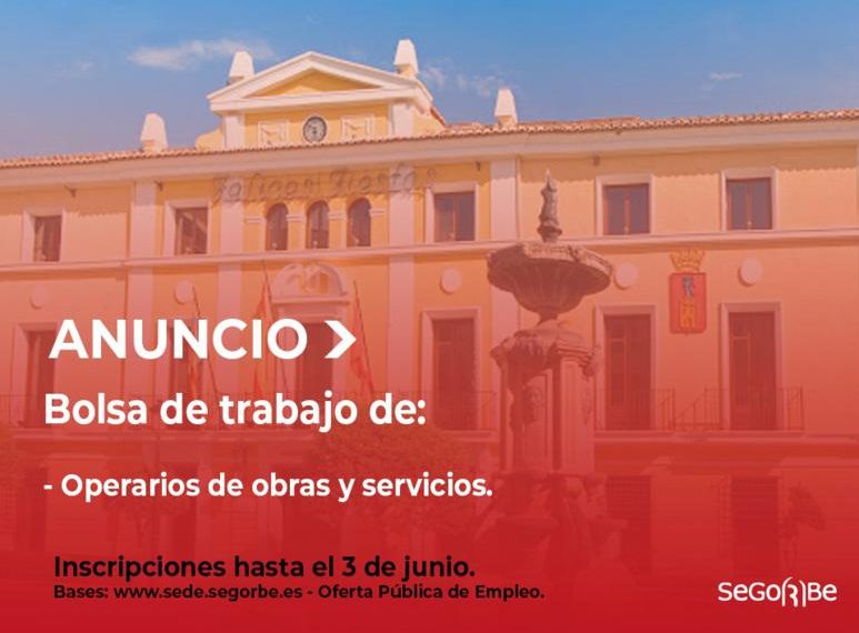 Segorbe convoca una bolsa de trabajo de operario de obras y servicios