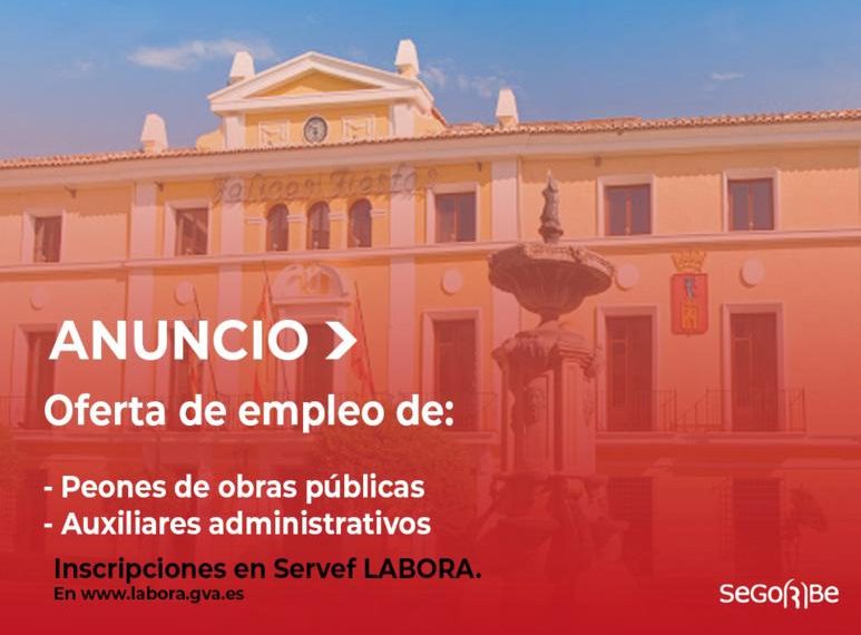 El Ayuntamiento lanza 5 puestos de trabajo temporal con ayudas del Servef LABORA y la Diputación de Castellón