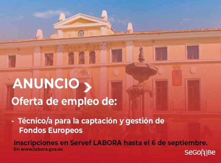 Segorbe contratará un técnico para la gestión de Fondos Europeos a través de LABORA