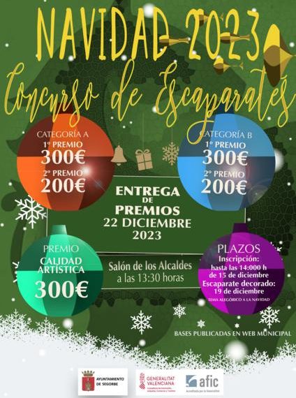 Se convoca el Concurso de Escaparates de Navidad de Segorbe