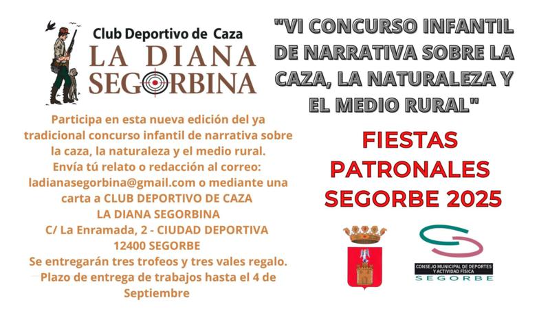 Segorbe impulsa la creatividad infantil con el VI Concurso de Narrativa sobre Caza y Naturaleza