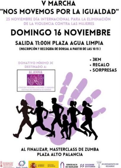 Quinta marcha solidaria por la igualdad en Segorbe: 3 km, 3 € y un buen motivo