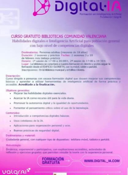 Segorbe impulsa un curso gratuito de habilidades digitales e inteligencia artificial en el marco del programa Digital·IA