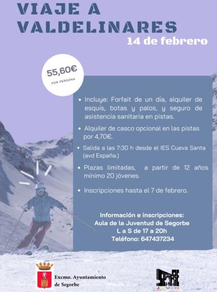 La Concejalía de Juventud de Segorbe organiza viaje a las pistas de Valdelinares el 14 de febrero