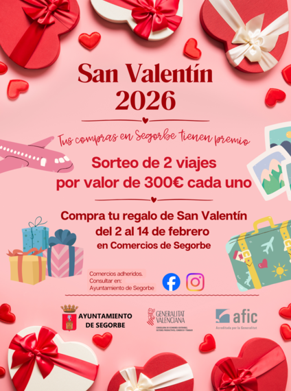 Segorbe sortea dos viajes de 300 euros por compras de San Valentín en el comercio local