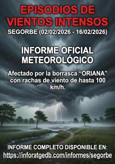 Disponible el informe meteorológico de Segorbe sobre el temporal de viento de febrero de 2026