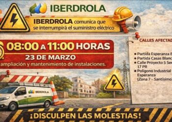 Segorbe avisa de un corte de luz programado el lunes 23 de marzo que afectará a Partida Esperanza, Casas Blancas y Polígono La Esperanza