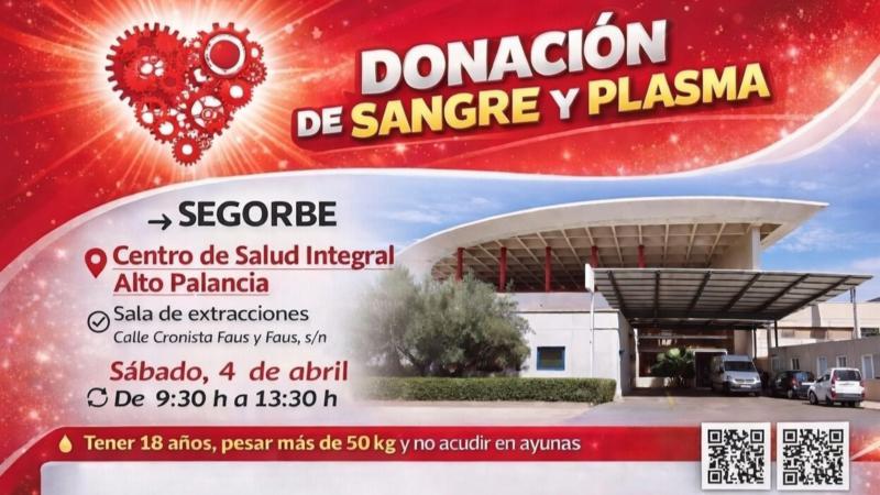 El Ayuntamiento de Segorbe anima a donar sangre el 4 de abril