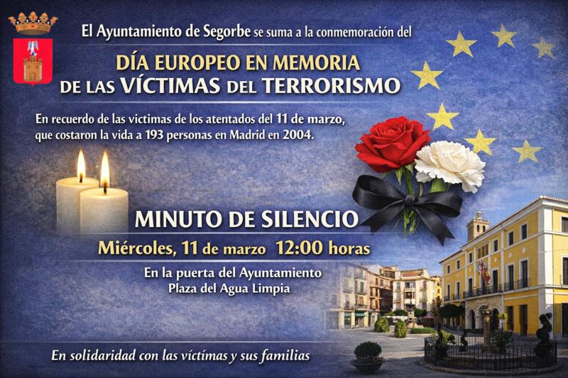 Segorbe se suma al Día Europeo en Memoria de las Víctimas del Terrorismo con un minuto de silencio en la plaza del Agua Limpia