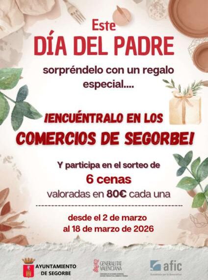 Arranca en Segorbe la campaña del Día del Padre con incentivo de 480 euros en cenas