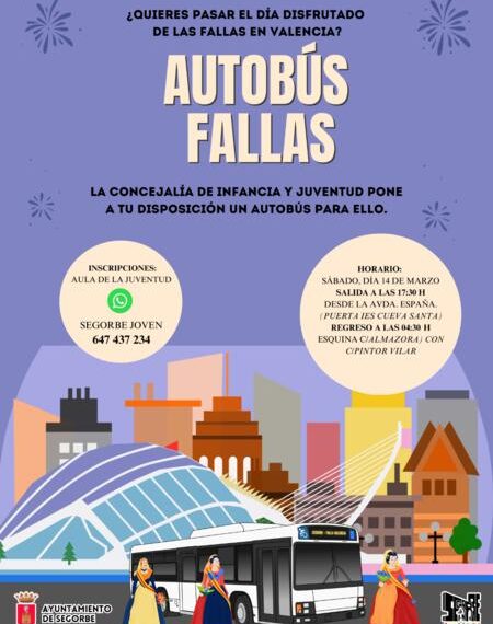 Segorbe organiza un autobús gratuito a las Fallas de Valencia para sus jóvenes