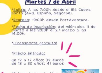 El Ayuntamiento de Segorbe abre inscripciones para el viaje a PortAventura el 7 de abril