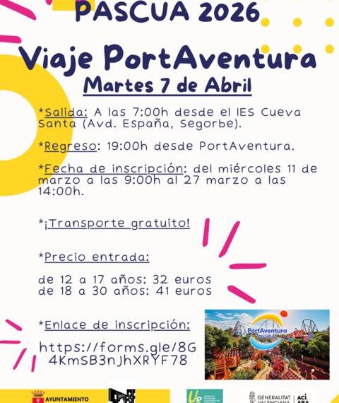 El Ayuntamiento de Segorbe abre inscripciones para el viaje a PortAventura el 7 de abril