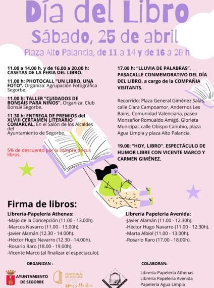 “Lluvia de palabras”, talleres, casetas y autores para celebrar el Día del Libro en Segorbe