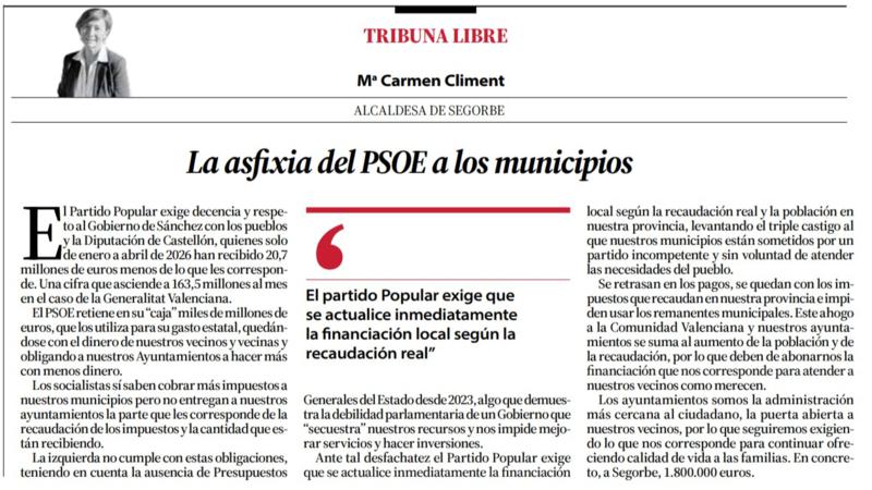 La asfixia del PSOE a los municipios