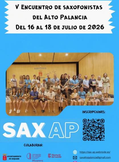 Segorbe acogerá el V Encuentro de Saxofonistas del Alto Palancia “SAX-AP”, tres días de música, formación y convivencia