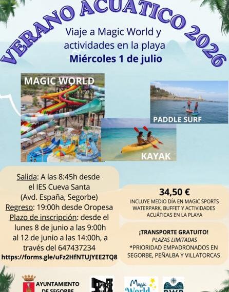 Verano Acuático 2026: Segorbe abre las inscripciones para una jornada en Magic World y la playa