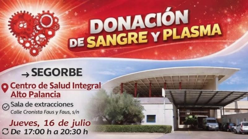 El Centro de Salud Integrado Alto Palancia acogerá una nueva jornada de donación de sangre en Segorbe