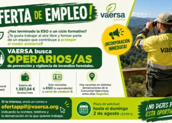 VAERSA abre una oferta de empleo para operarios de prevención y vigilancia de incendios con vacantes en Segorbe