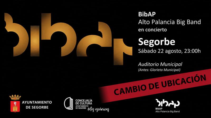 El concierto de la BIBAP Alto Palancia BIGBAND se traslada al Auditorio Municipal por la previsión meteorológica