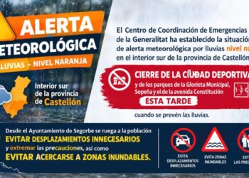 Segorbe cierra la Ciudad Deportiva y varios parques ante la alerta por lluvias