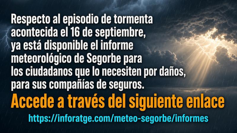 Segorbe ya dispone del informe meteorológico de la tormenta del 16 de septiembre