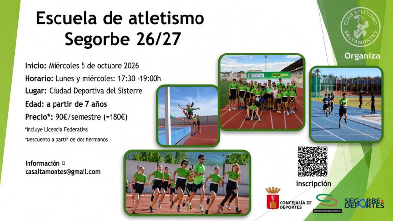 El Club Atletismo Saltamontes abre las inscripciones para su Escuela de Atletismo 2026-2027