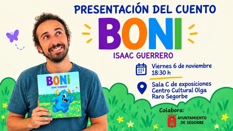 El Centro Cultural Olga Raro acogerá la presentación de ‘Boni’, el cuento de Isaac Guerrero